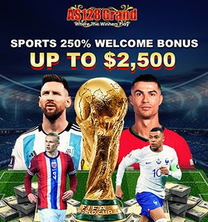 SPORTS 250% WELCOME BONUS UP TO $2500 on AS128 GRAND!
